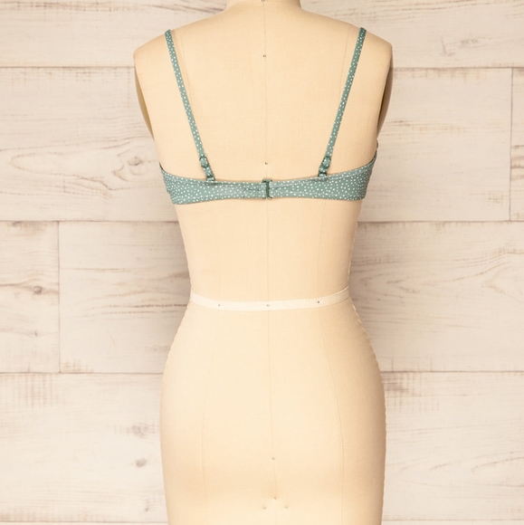 Green and white polka dot bikini Top * no matching bottoms* - Picture 2 of 5